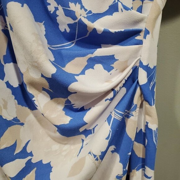 Julia Jordan Women's Floral Print Puff Sleeve Faux Wrap Dress In Blue Size 14 - Picture 5 of 15